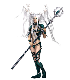 Fantasy_ Female_ Character_with_ Staff_and_ Wings PNG