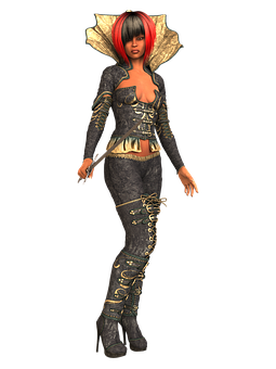 Fantasy Female Characterin Elaborate Outfit PNG