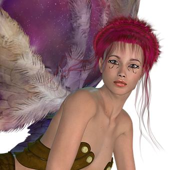 Fantasy Female Portrait Pink Hair PNG