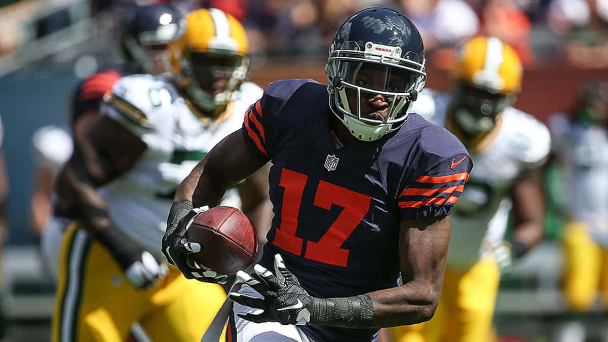 A Chicago Bears Player Running With The Ball