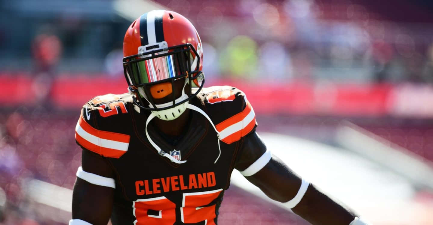 Cleveland Browns Nfl Player Mike Mcginnis Is Running On The Field