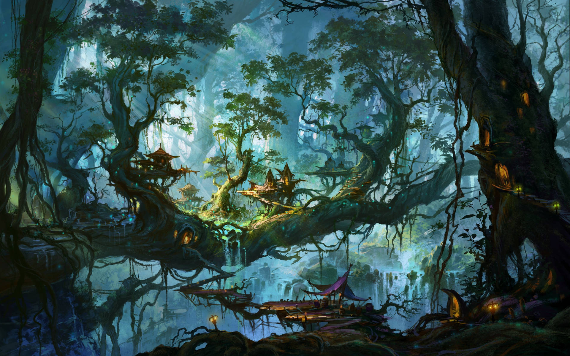 Fantasy Forest Art Billede Wallpaper