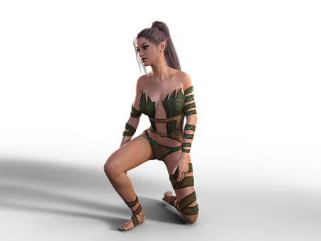 Fantasy Forest Warrior Woman PNG