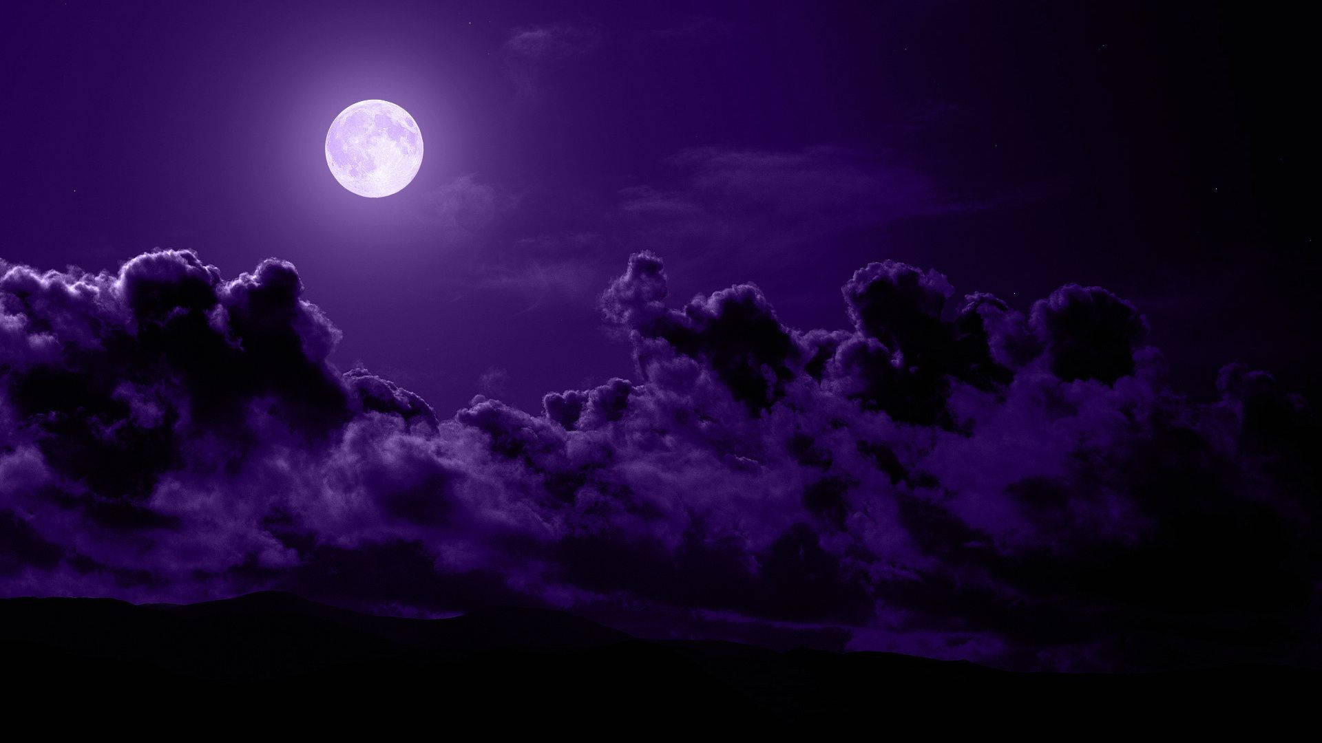 Fantasy Full Moon Dark Purple And Black Wallpaper