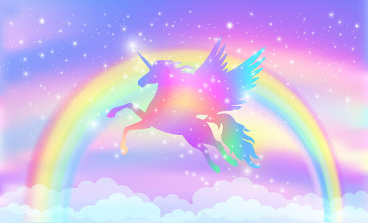 Fantasy Galaxy Unicorn And Rainbow Background