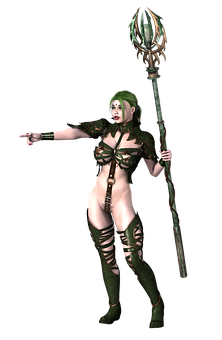 Fantasy Game Female Characterwith Staff PNG