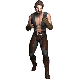 Fantasy Game Fighter Character PNG