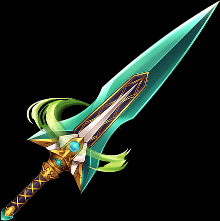 Download Fantasy Green Blade Illustration | Wallpapers.com