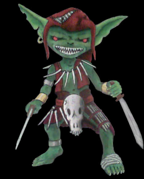 Fantasy Green Goblin Figure PNG