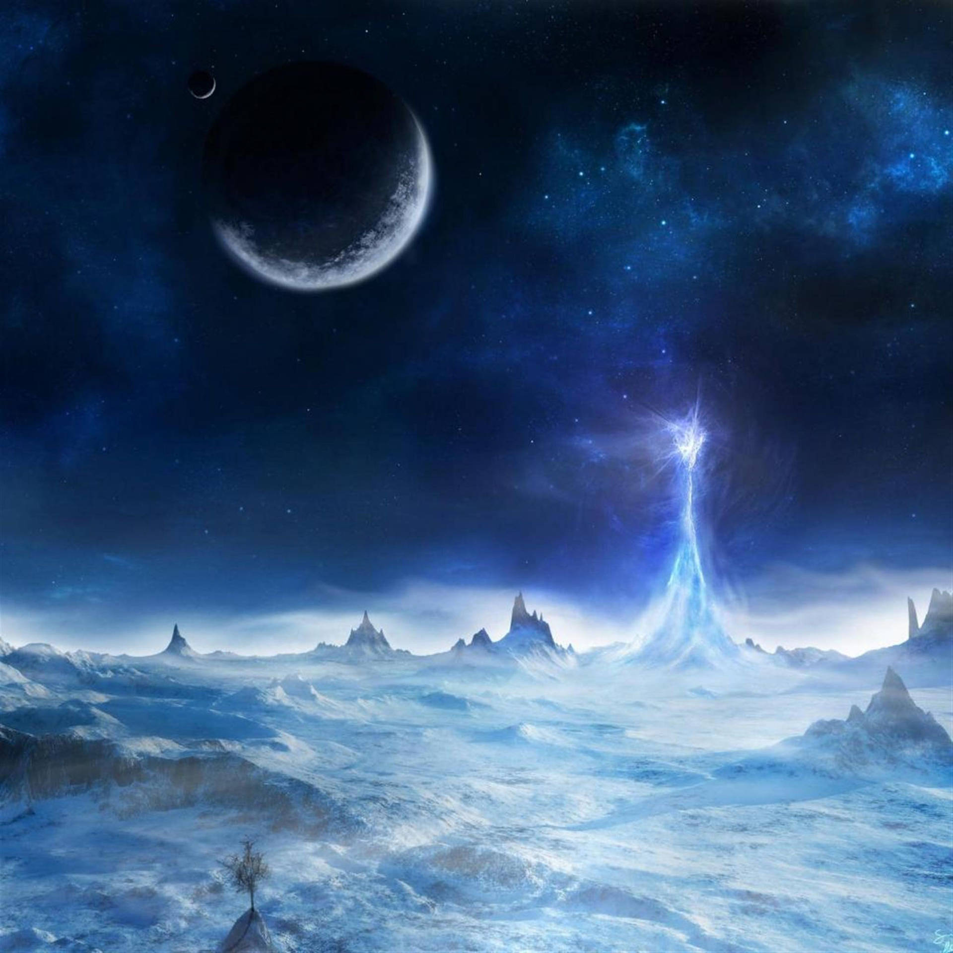 Fantasy Ice Planet iPad wallpaper
