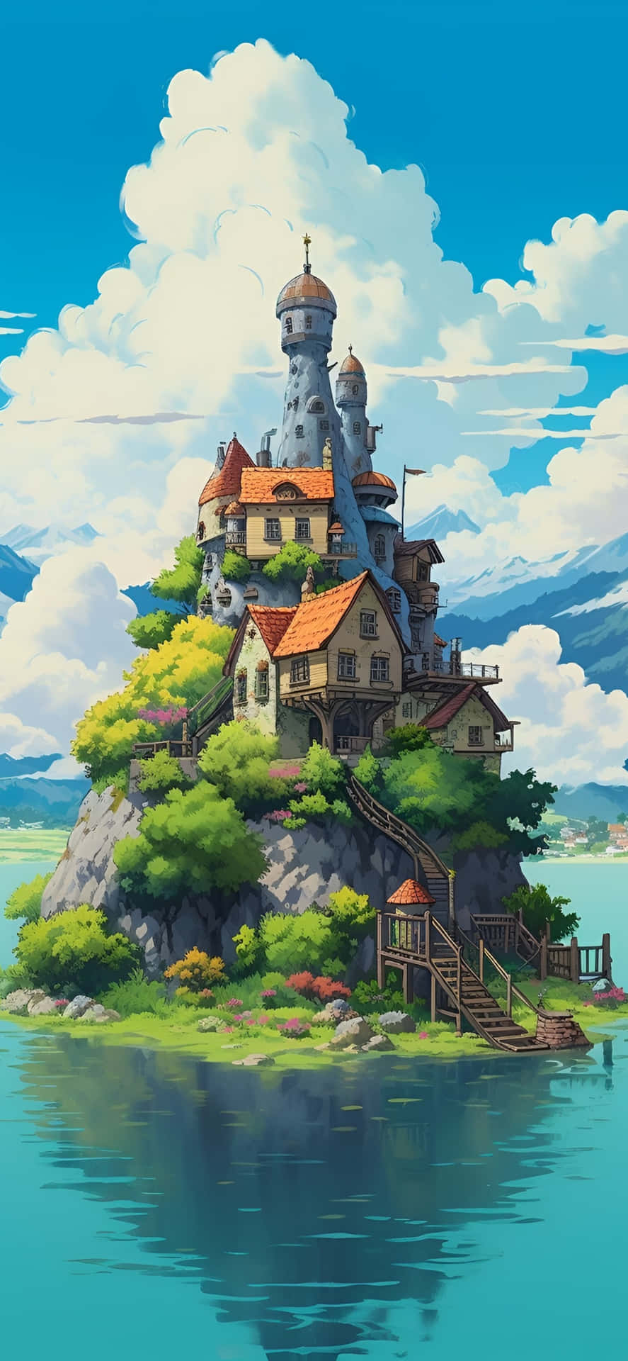 Fondo De Pantalla De Castillo En Isla De Fantasía Fondo de pantalla