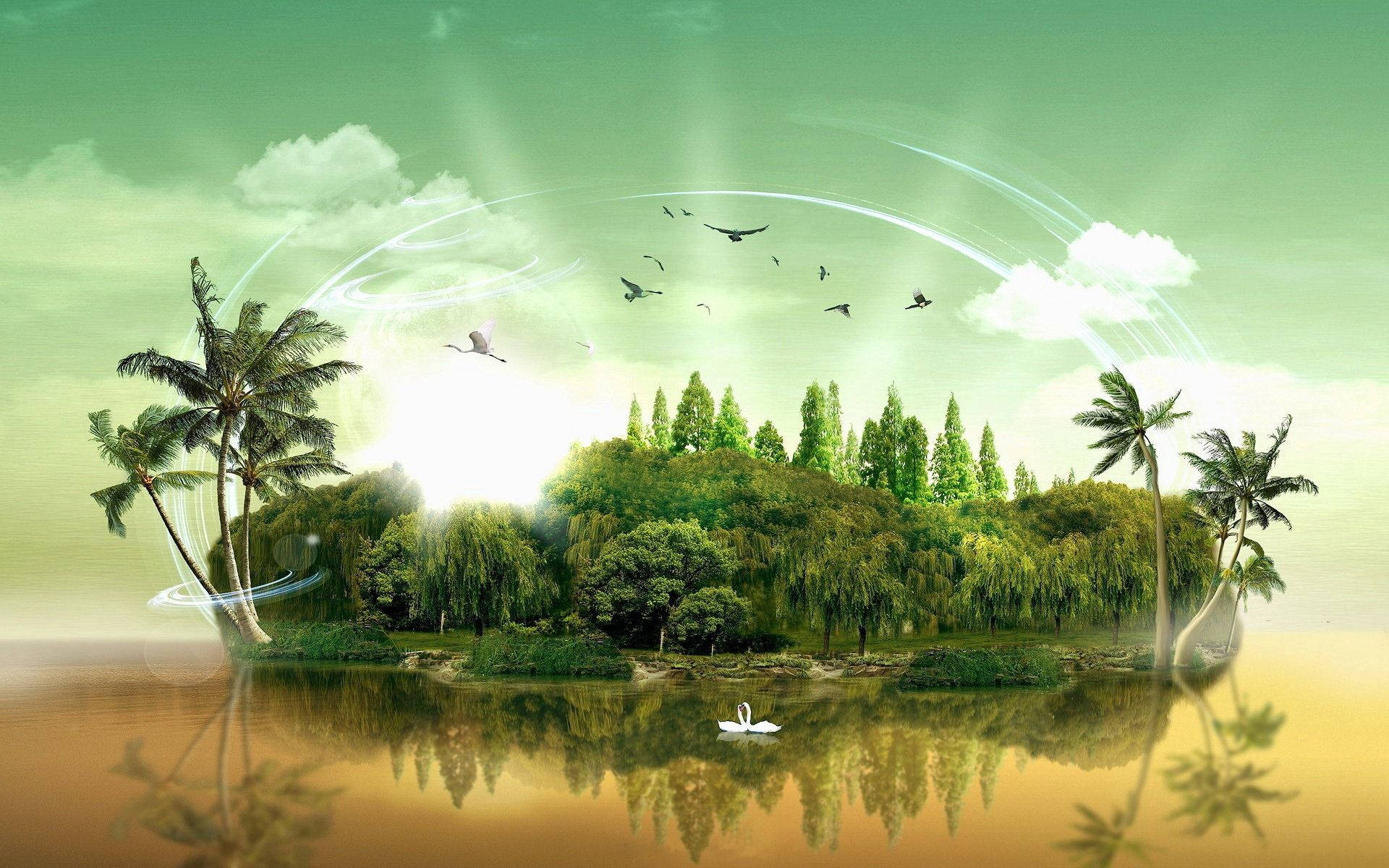 Get lost in the serene beauty of Fantasy Island Wallpaper