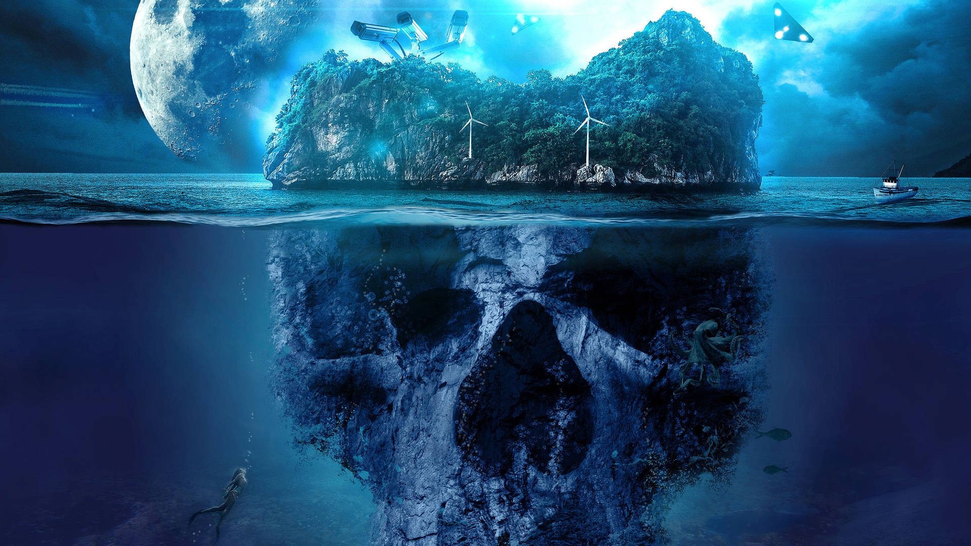 Fantasy Island Huge Skull Wallpaper