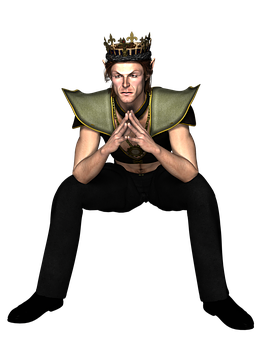 Fantasy King Character Pose PNG
