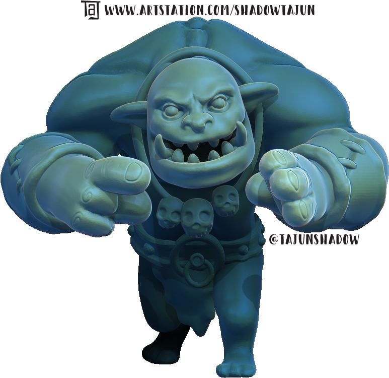Fantasy Orc Character Pointing PNG