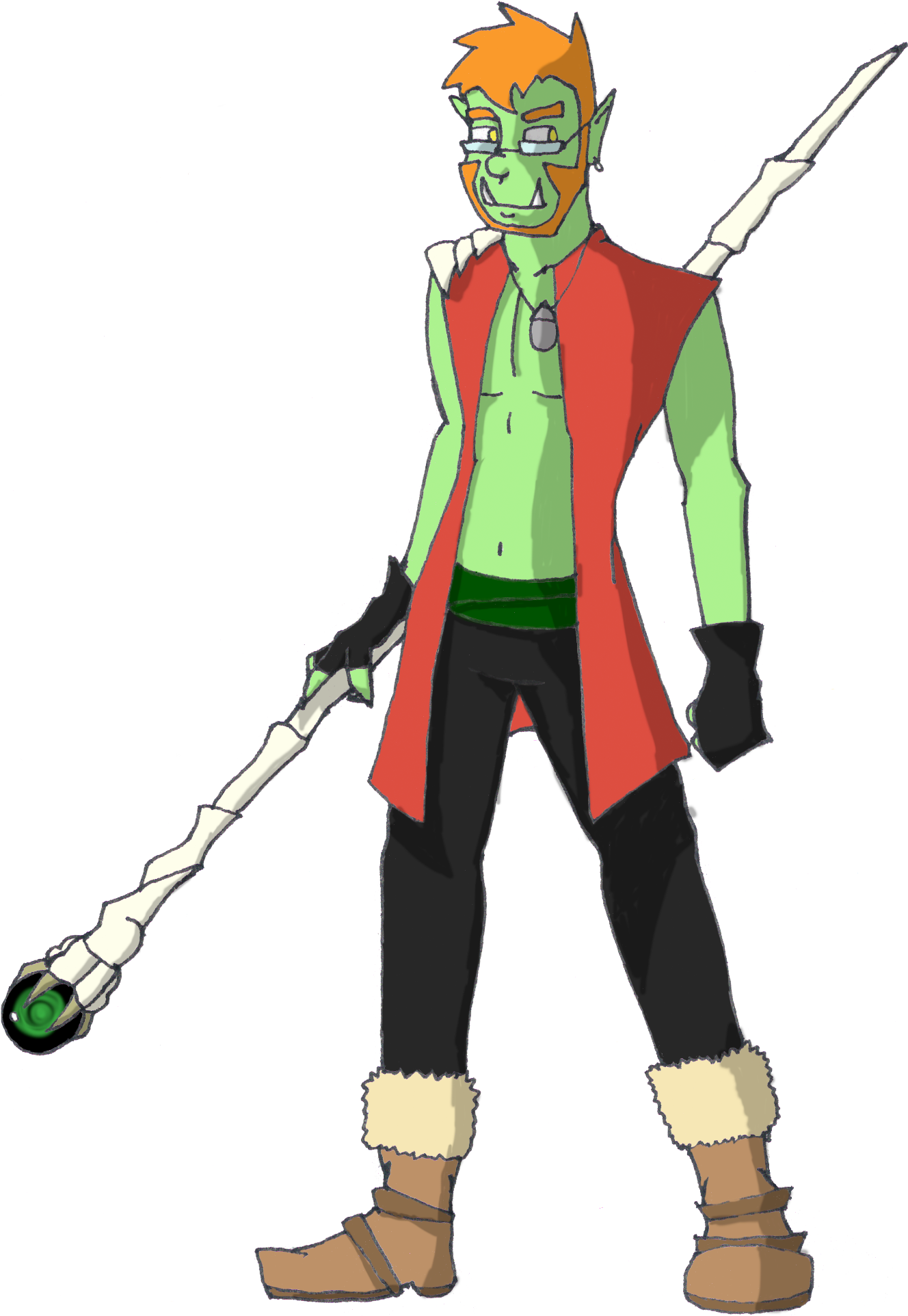 Fantasy Orc Warriorwith Staff PNG