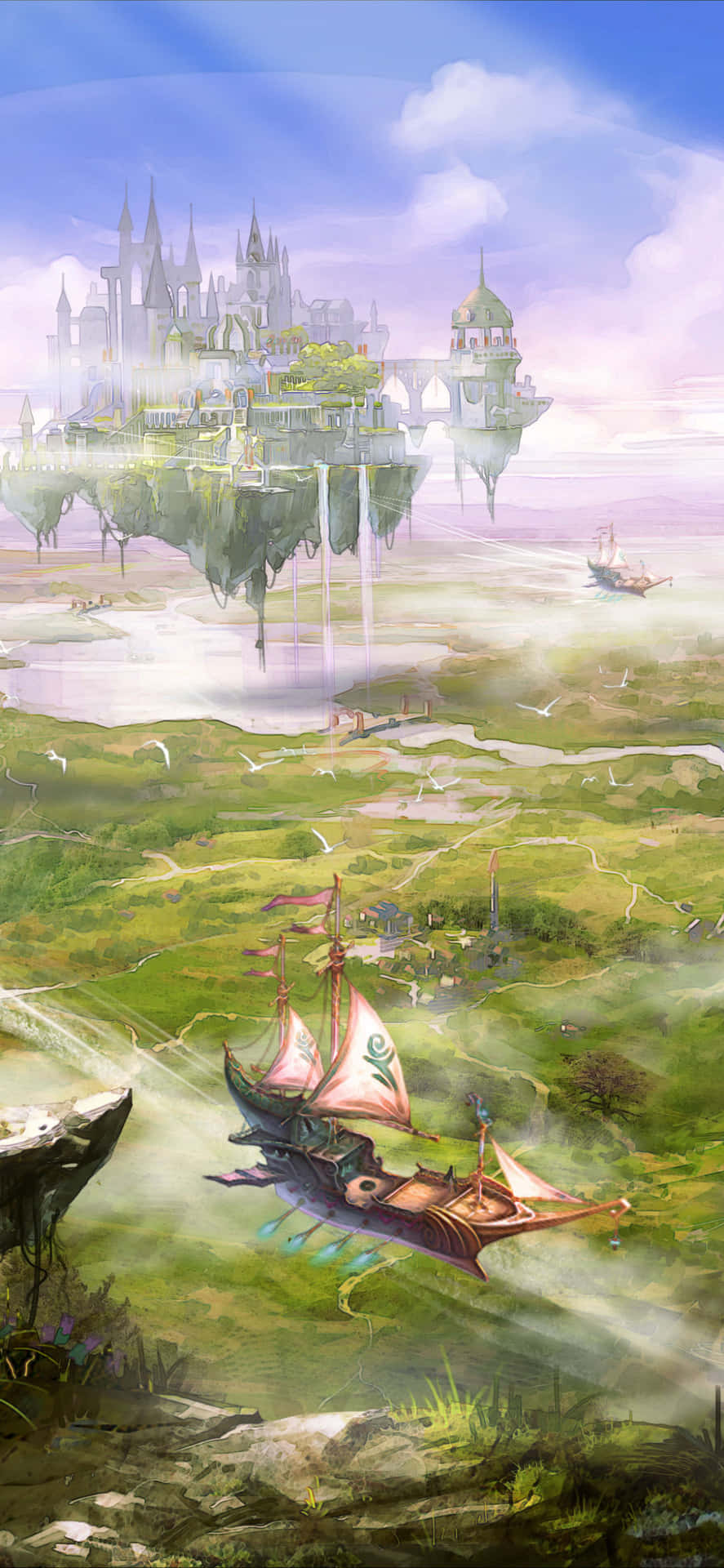 A Fantasy Landscape With A Castle Wallpaper