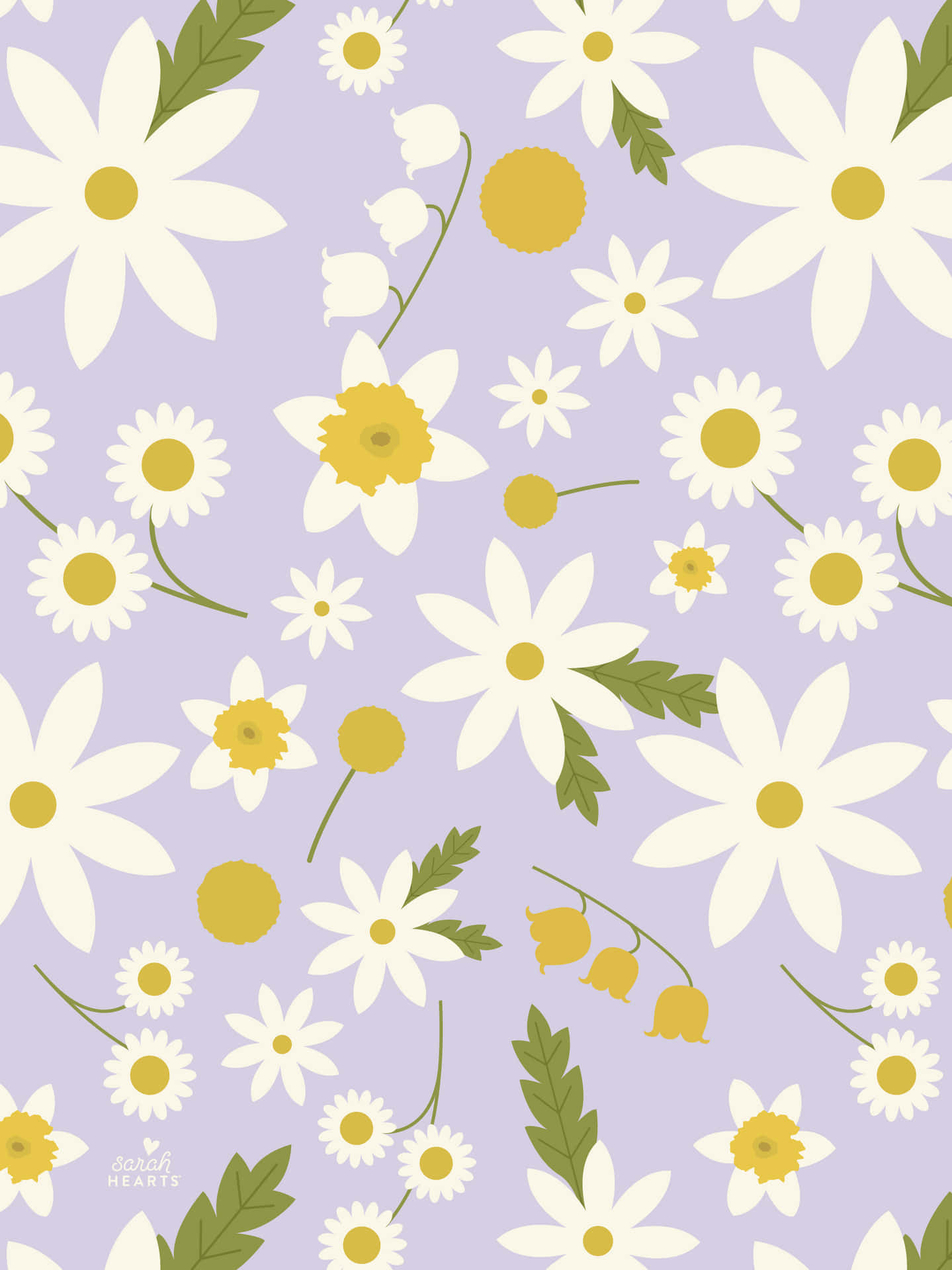 A Pattern Of Daisies On A Purple Background Wallpaper