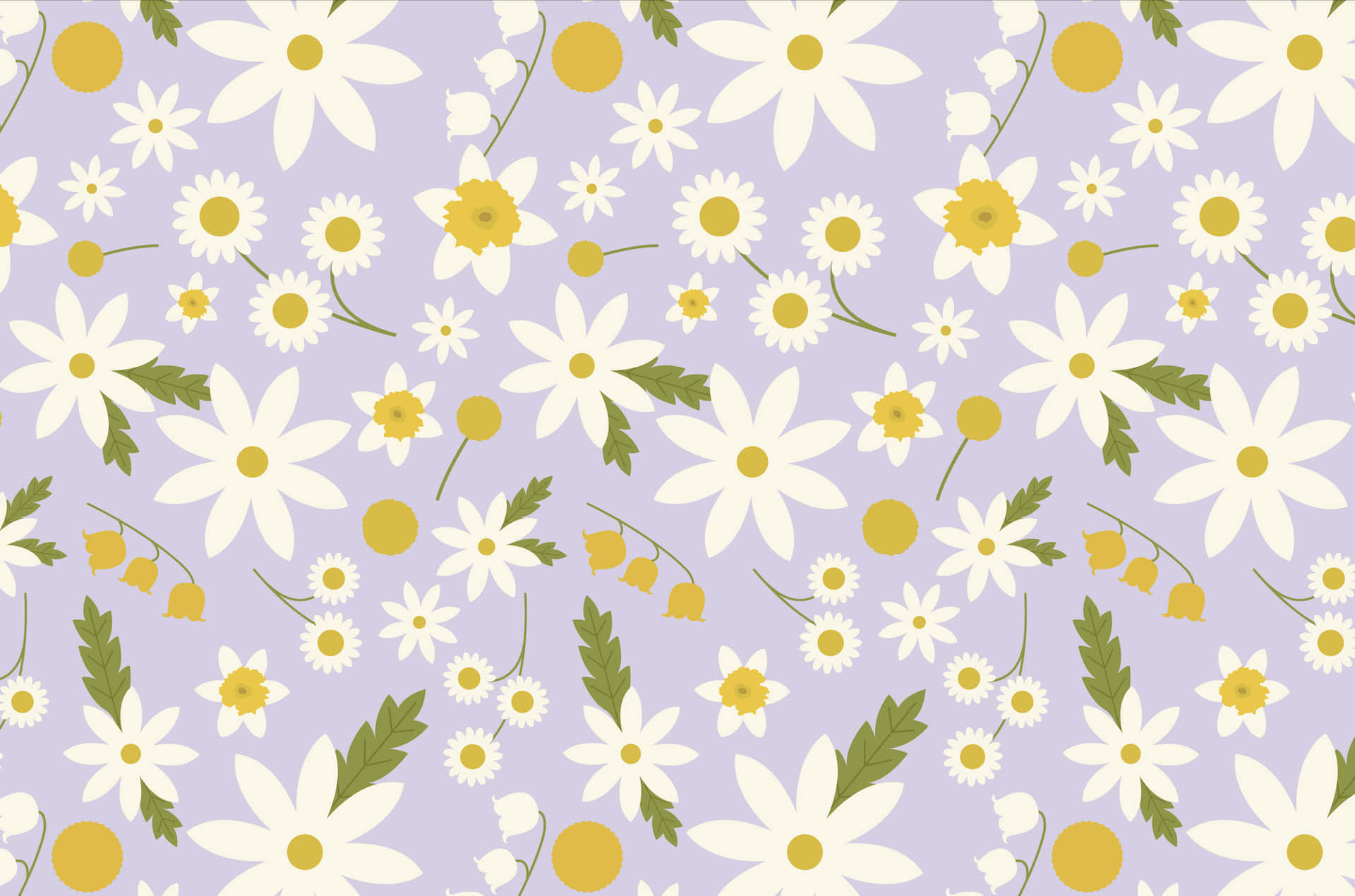 A Pattern Of Daisies On A Purple Background Wallpaper