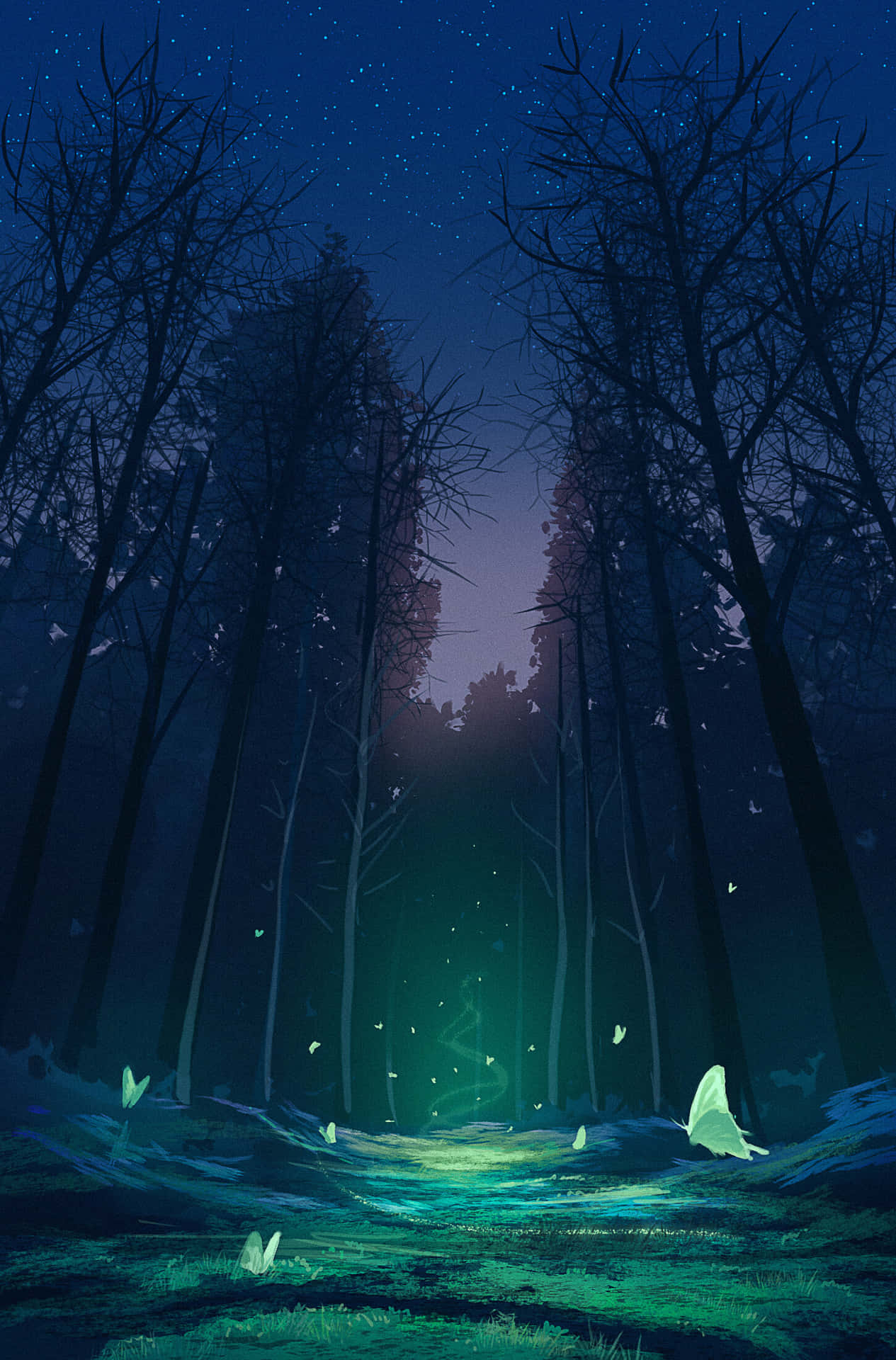 Fantasy Phone Forest Luminous Wallpaper