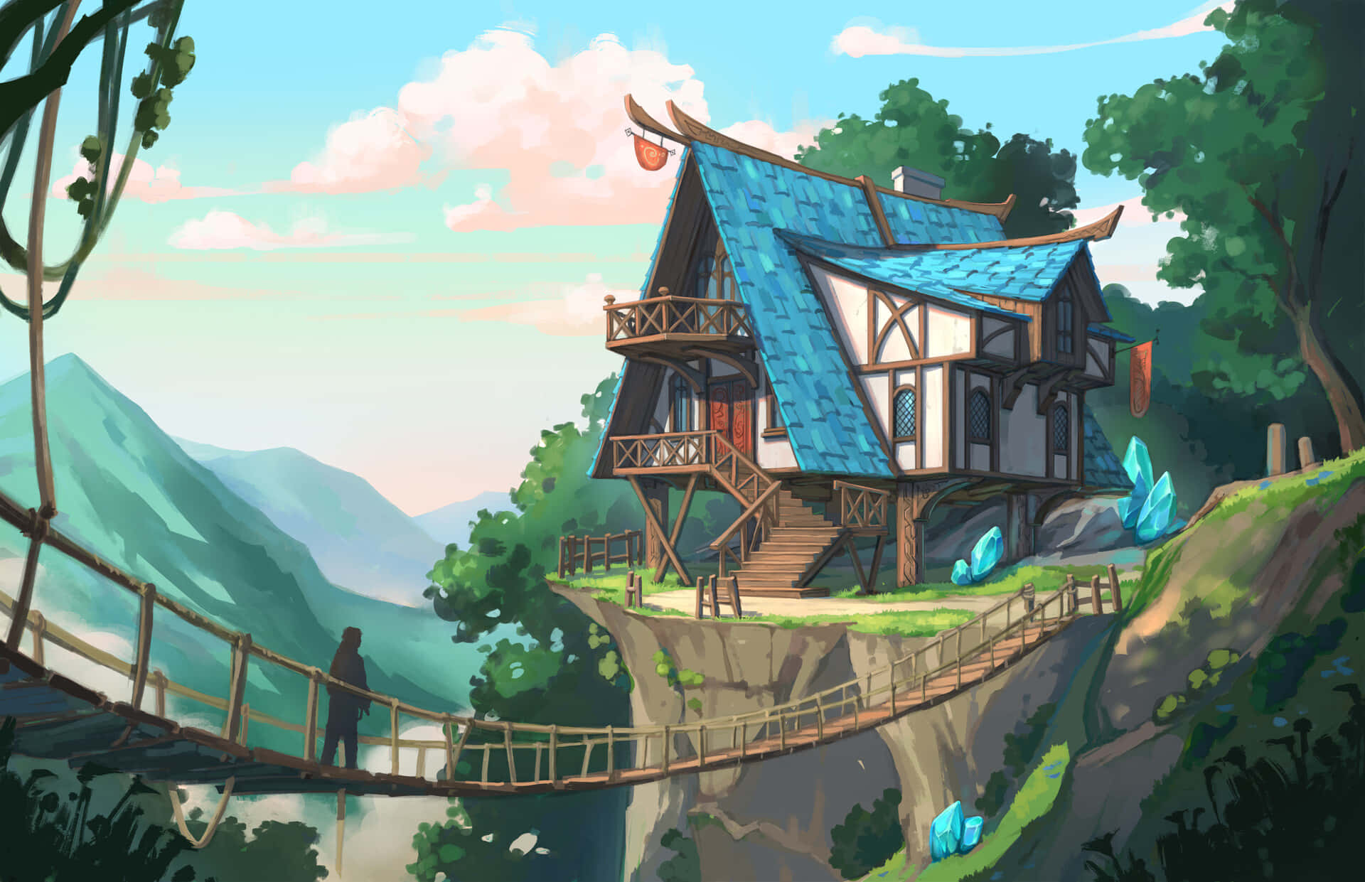 A House On A Cliff With A Bridge