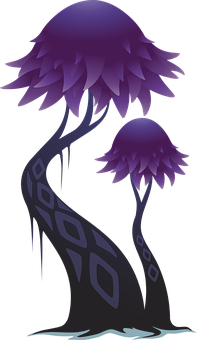 Fantasy Purple Trees Illustration PNG