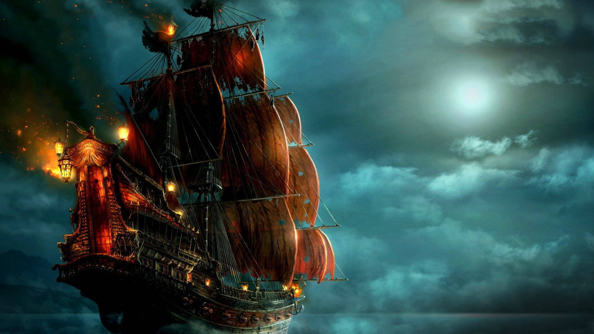 Fantasy Sailing Ship Wallpaper