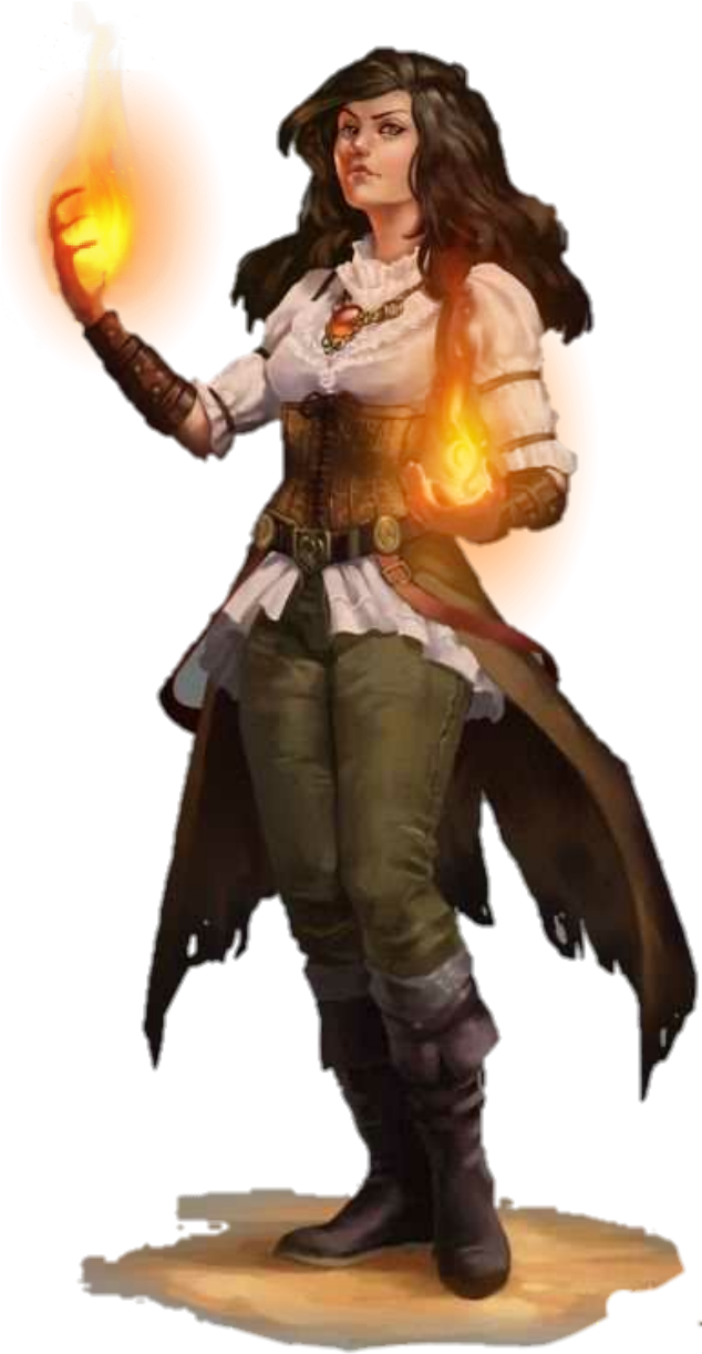 Fantasy Sorceress With Fireball PNG