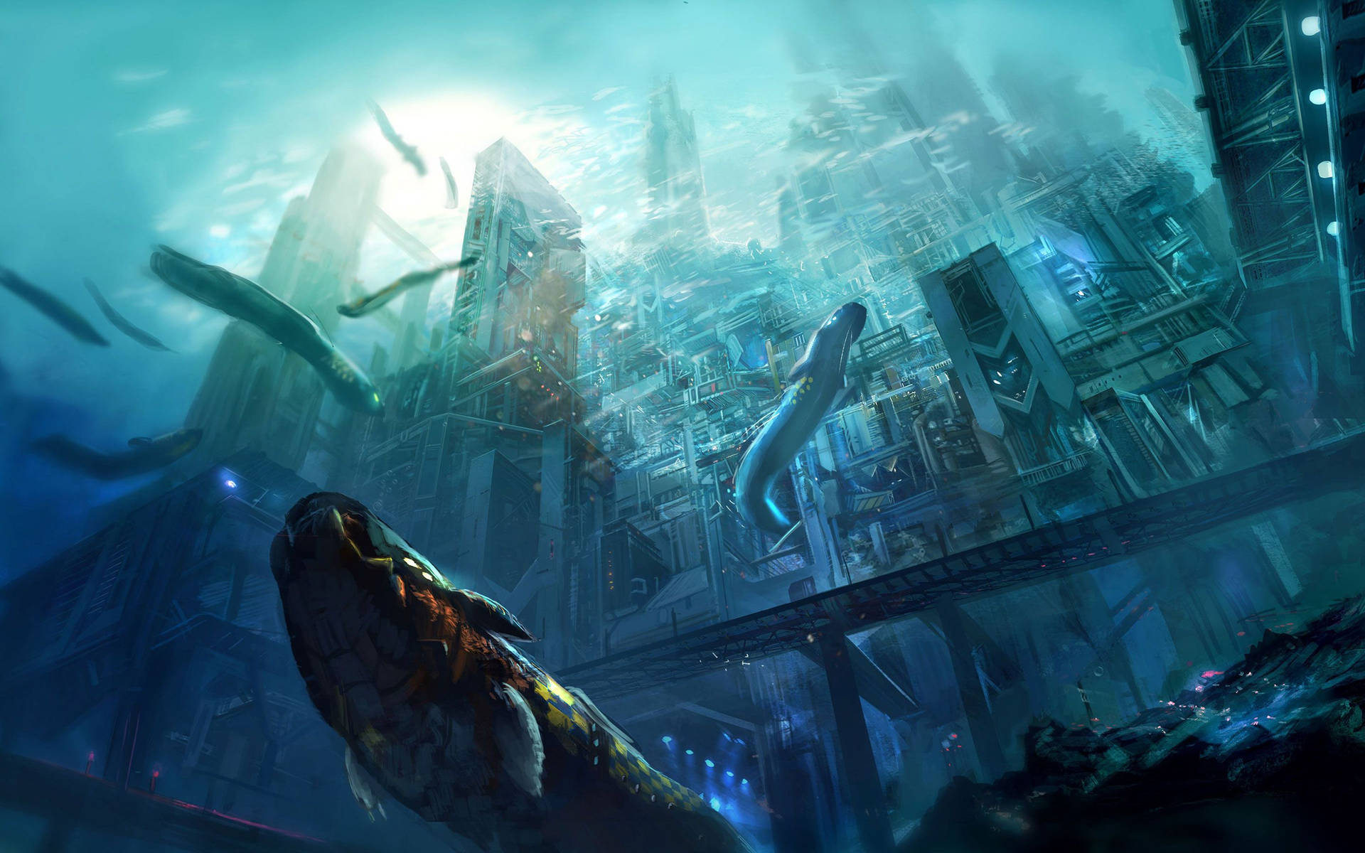The depths of a mysterious underwater world Wallpaper