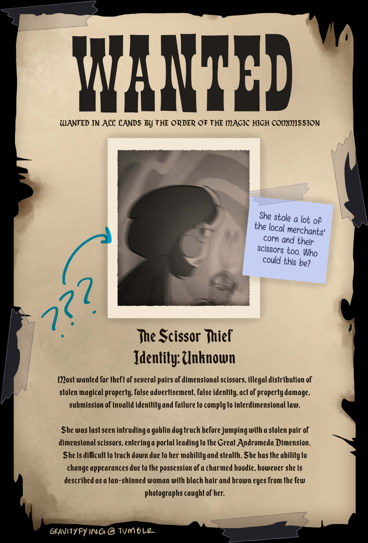 Fantasy Wanted Poster Scissor Thief PNG