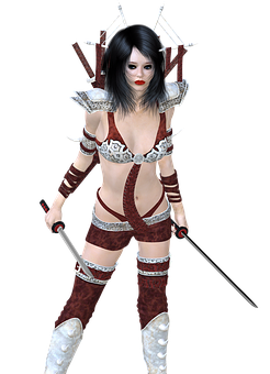 Fantasy Warrior Girl Costume PNG
