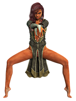 Fantasy Warrior Girl Pose PNG