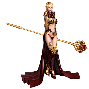 Fantasy Warrior Queenwith Scepter PNG