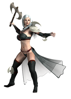 Fantasy Warrior Woman Axe PNG
