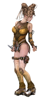 Fantasy Warrior Woman_ Game Character PNG