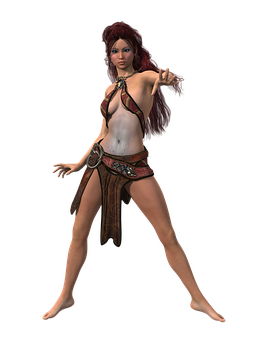 Fantasy Warrior Woman Pointing PNG