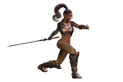 Fantasy Warrior Woman Render PNG