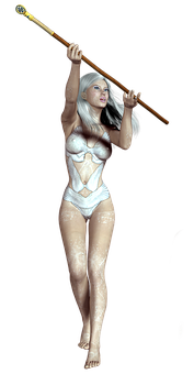 Fantasy_ Warrior_ Woman_with_ Staff PNG