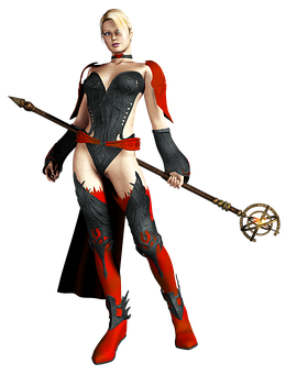 Fantasy Warrior Womanwith Spear PNG