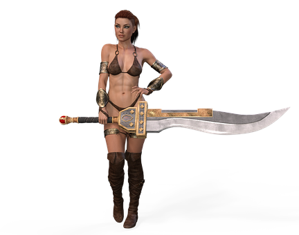 Fantasy Warrior Womanwith Sword PNG