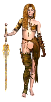 Fantasy Warrior Womanwith Sword PNG