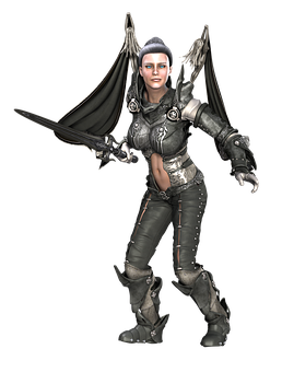 Fantasy Warrior Womanwith Wings PNG