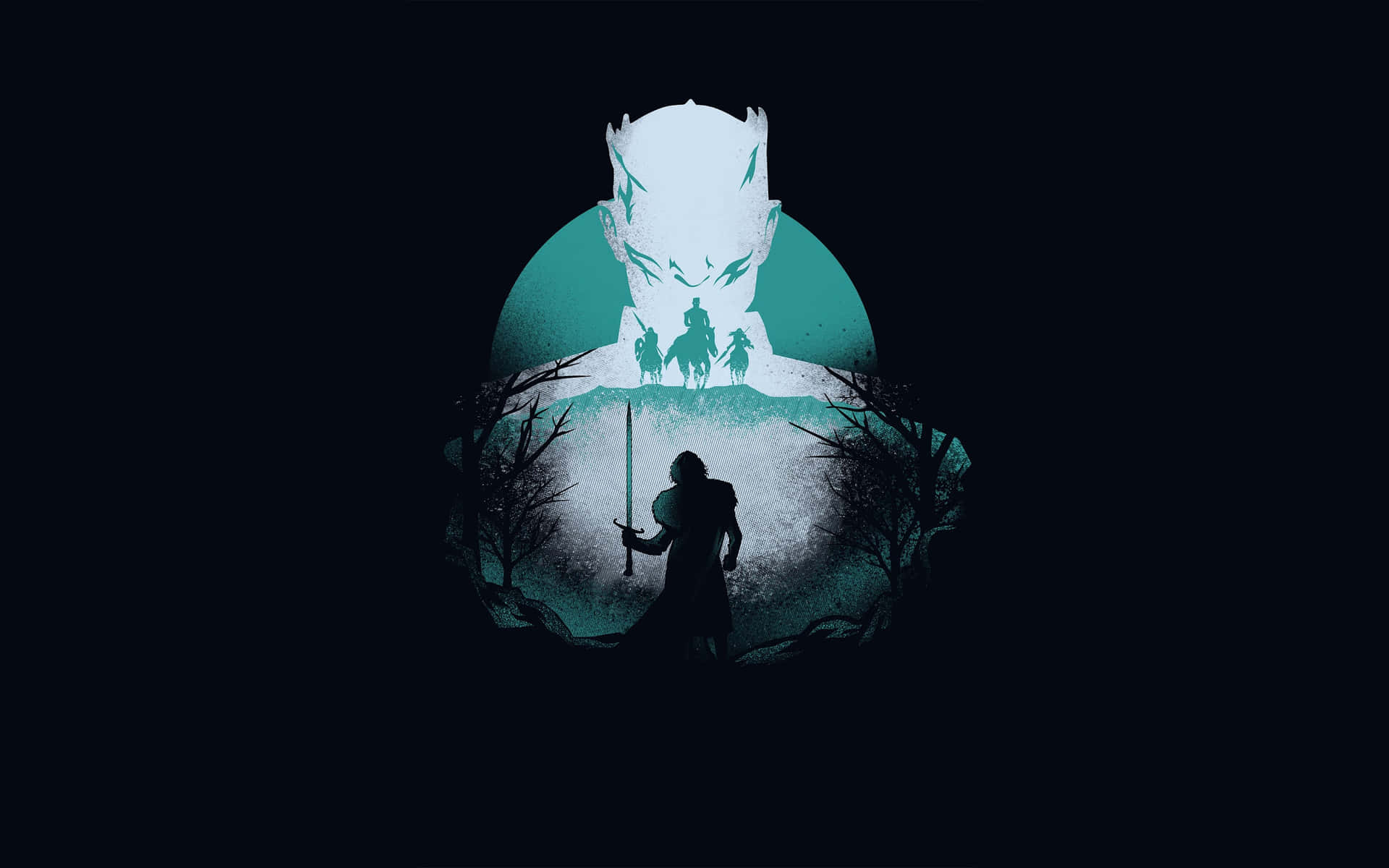 Fantasy Warriorand Dragon Silhouette Wallpaper