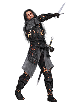 Fantasy Warriorin Black Armor PNG