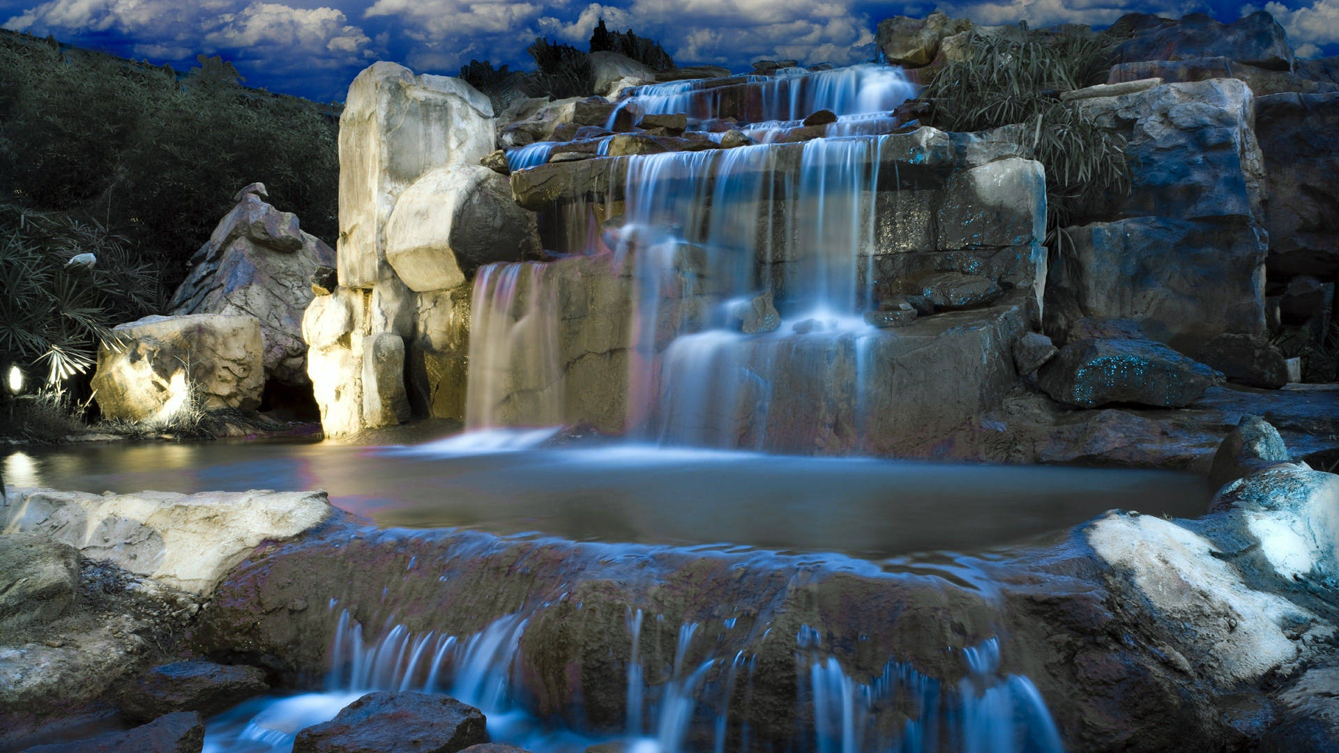 The wonders of nature in fantasy waterfall Wallpaper