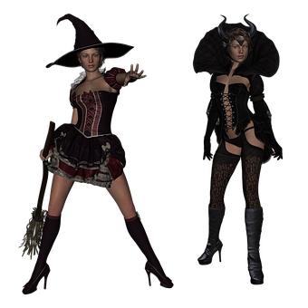 Fantasy Witchesin Costumes PNG