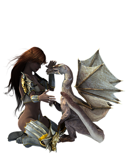 Fantasy Woman Dragon Bonding PNG