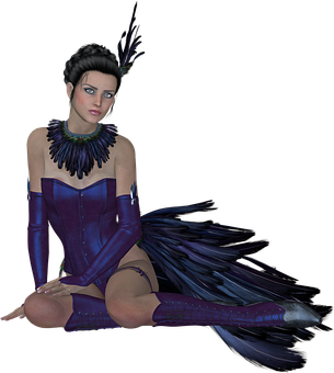 Fantasy Womanin Blue Costume PNG