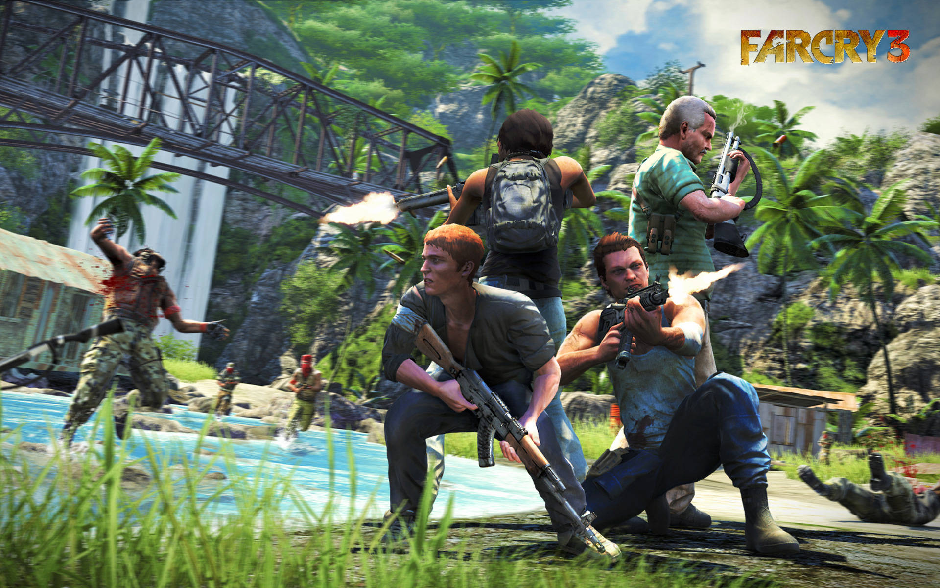 Far Cry 3 Gun Battle By River Wallpaper