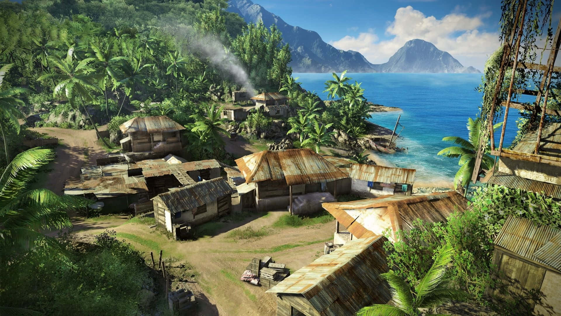Nyd det smukke tropiske ø-samfund med dette Far Cry 3 Island Community Wallpaper. Wallpaper